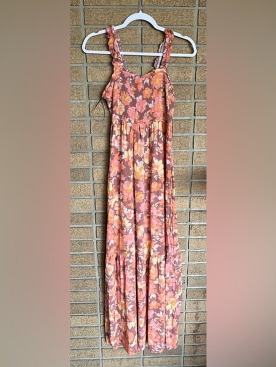 Pink Rose Dresses & Skirts - Pink Rose Rust Floral Maxi Skirt with Pink and Cream Blooms